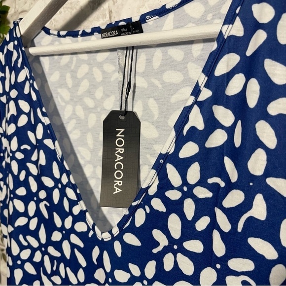 Nwt NORACORA Shirt‎ Dress Blue and White Print Pattern Dress Size Large - Picture 4 of 5